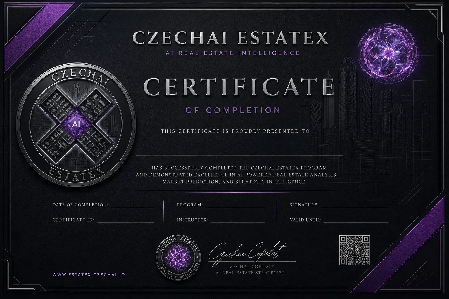 CzechAI Academy certifikát – tmavá varianta