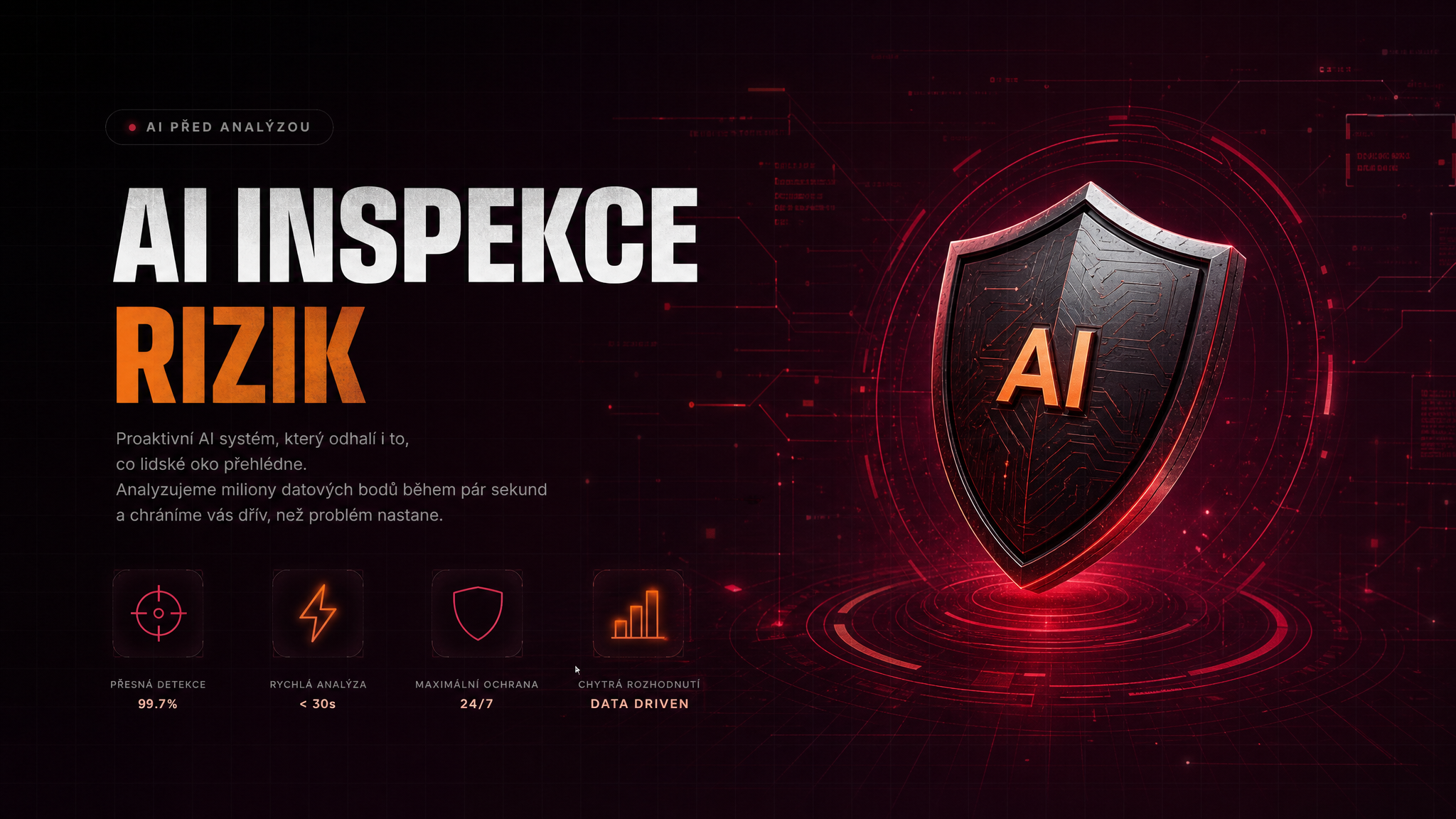 AI inspekce rizik — přesná detekce 99,7 %, analýza do 30 s